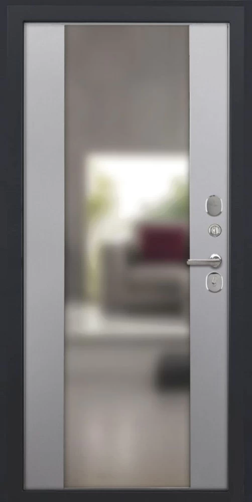 Входная дверь ДвериПРО L-Термо серебро Алиса (16мм, ПВХ софт грей, зеркало) DPRO196438 внутренняя сторона
